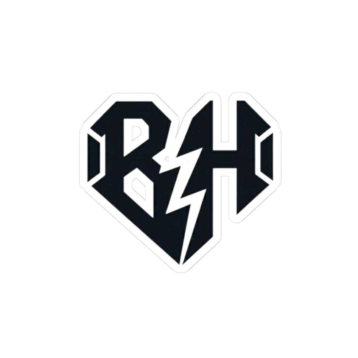 BH Lightning Heart Kiss-Cut Sticker — Black Rock Band Logo Decal