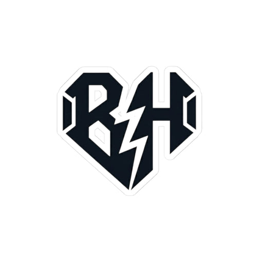 BH Lightning Heart Kiss-Cut Sticker — Black Rock Band Logo Decal